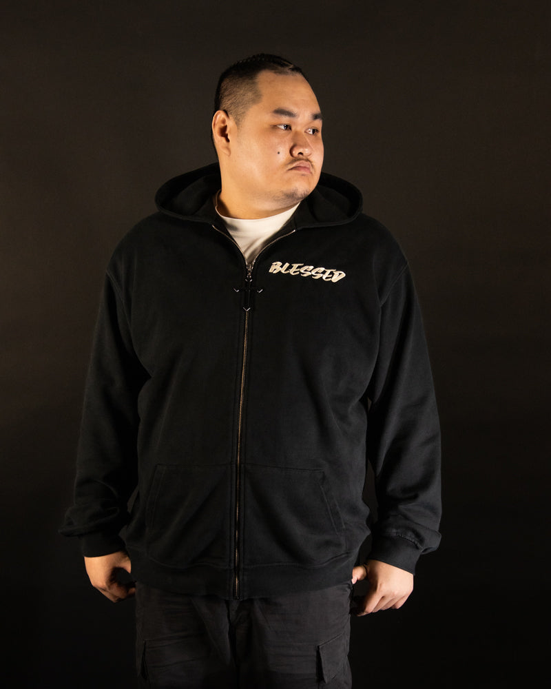 BLESSED Zip Up Hoodie // Black