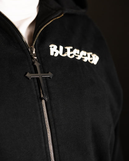 BLESSED Zip Up Hoodie // Black