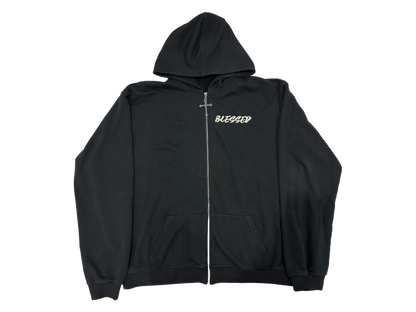 BLESSED Zip Up Hoodie // Black