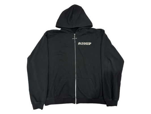 BLESSED Zip Up Hoodie // Black